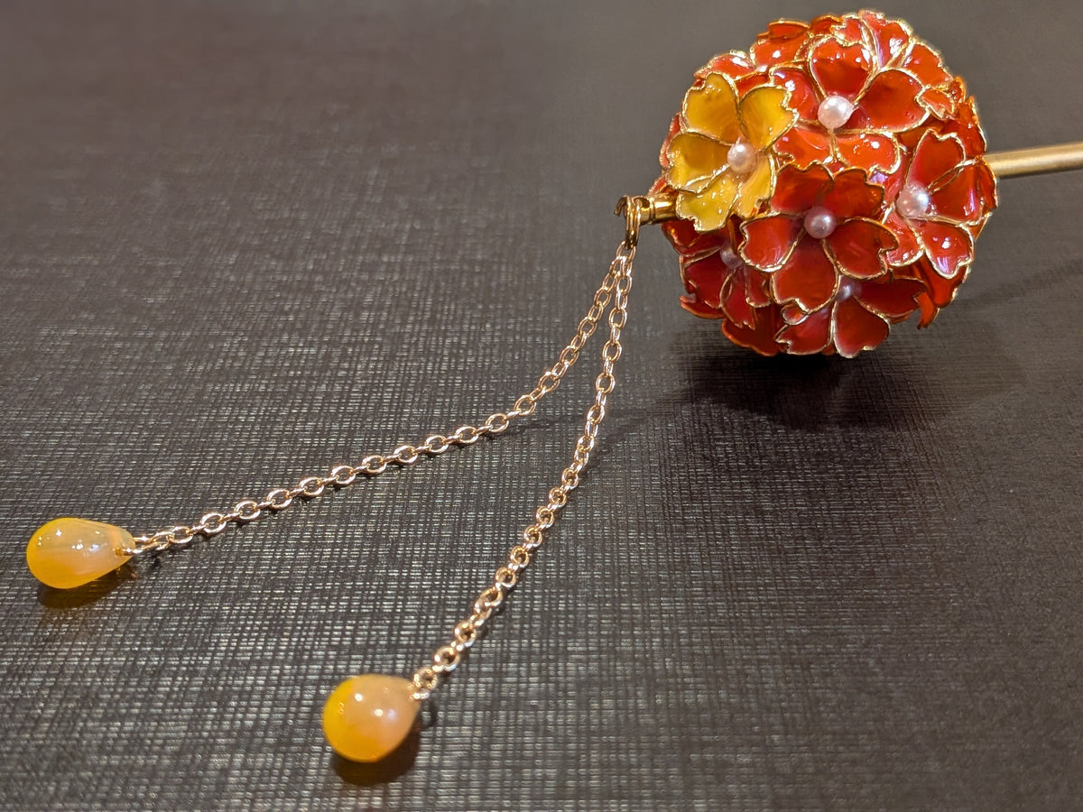 華かんざし 紅緋(べにひ)× 黄蘗(きはだ)-Tomato Red × Lemon Yellow-